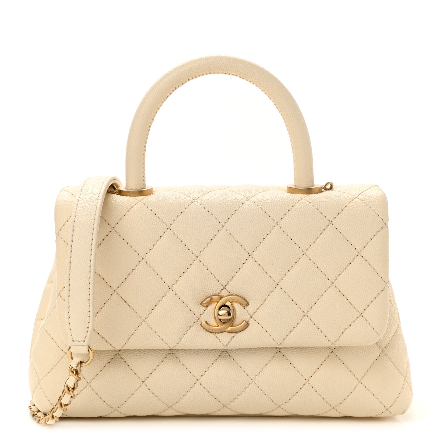 Chanel Caviar Quilted Mini Coco Handle Flap Ivory 1 of 9