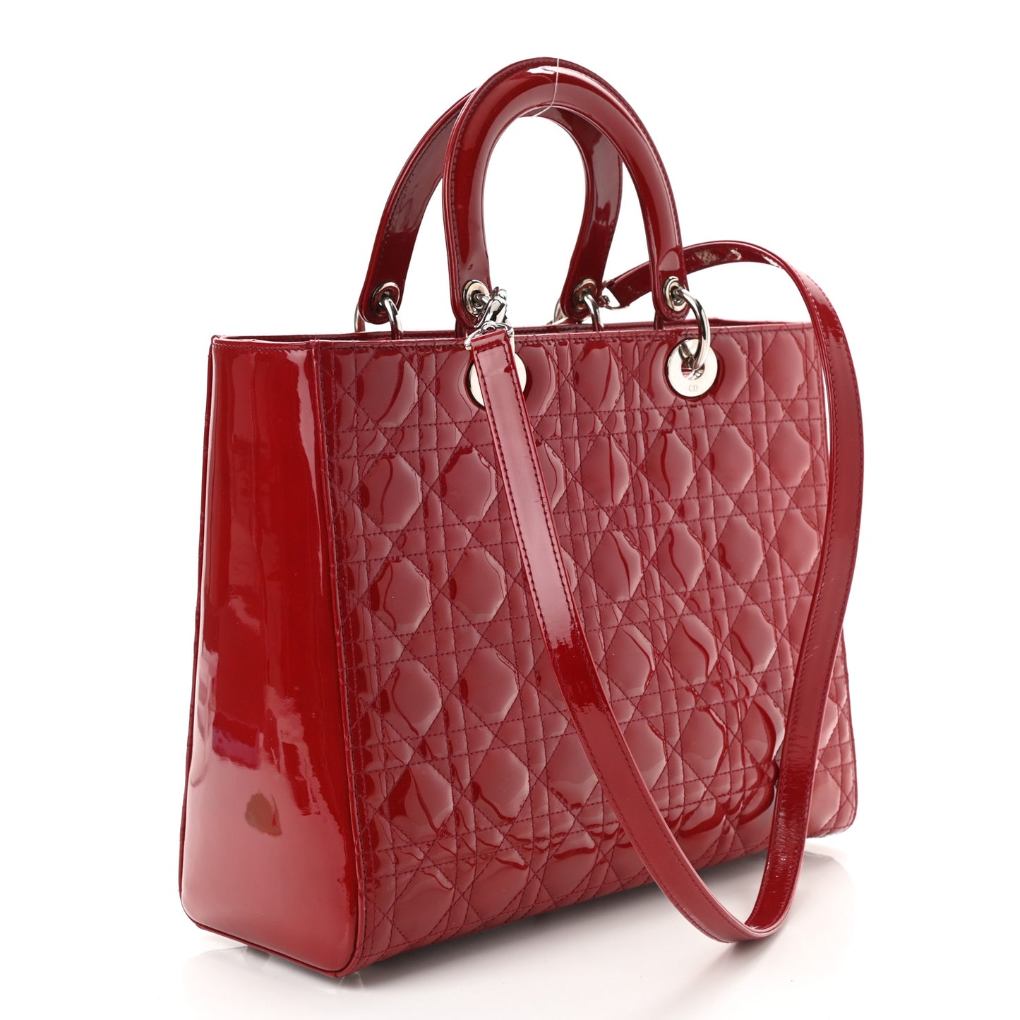 Patent Cannage Large Lady Dior Red