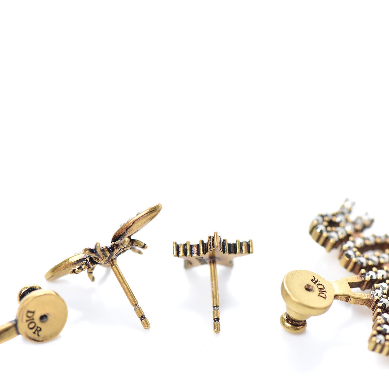 Christian Dior Metal Crystal J'adior Earrings Aged Gold 3 of 5