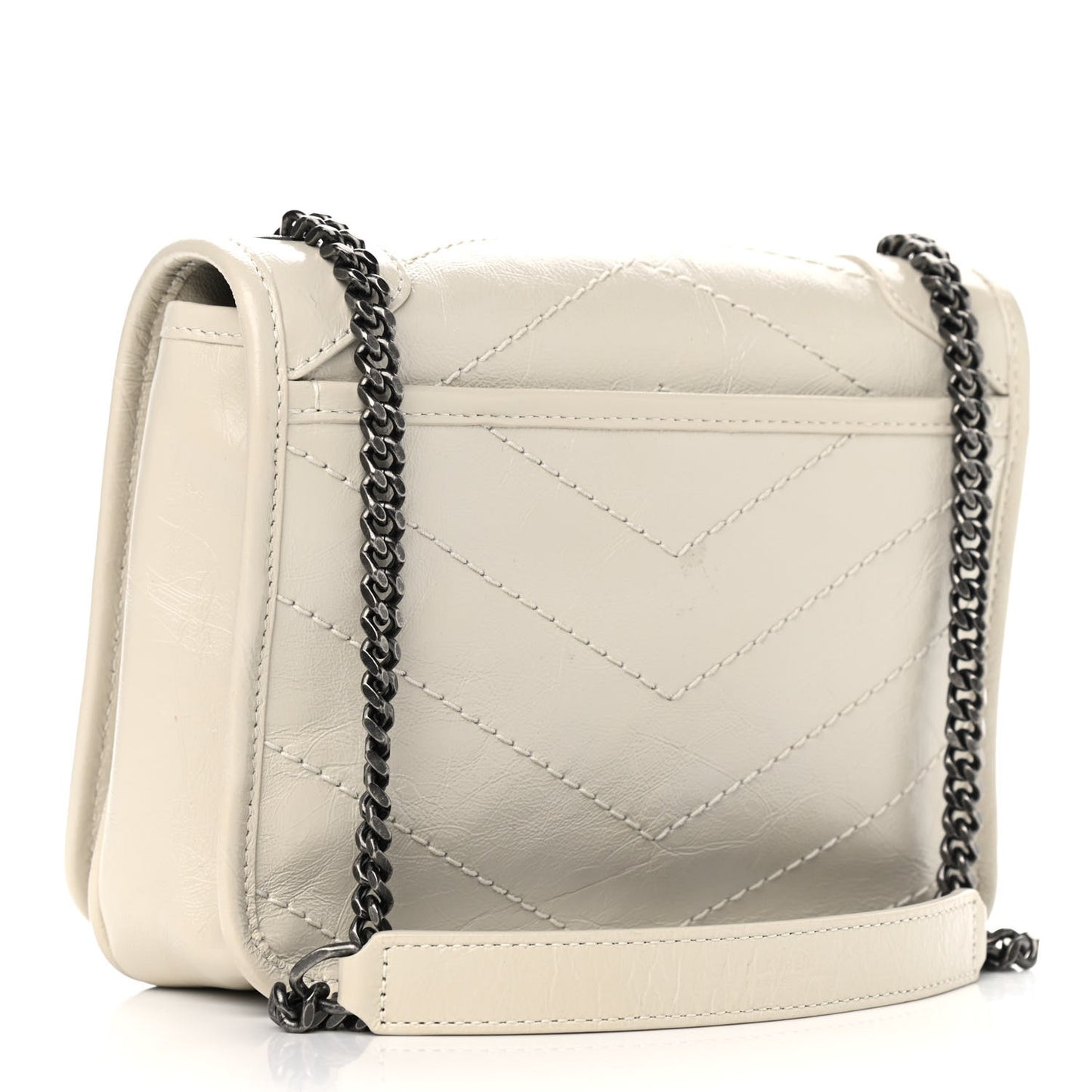 Crinkled Calfskin Matelasse Monogram Niki Chain Wallet Crema Soft