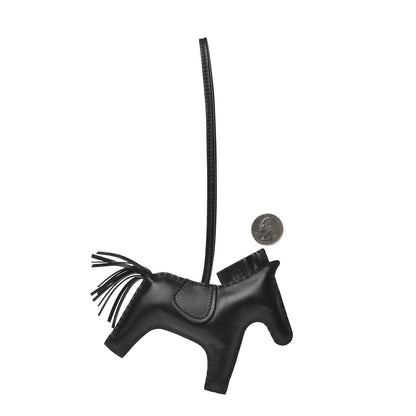 Hermes Milo Lambskin Grigri Rodeo Horse Bag Charm MM So Black 2 of 4