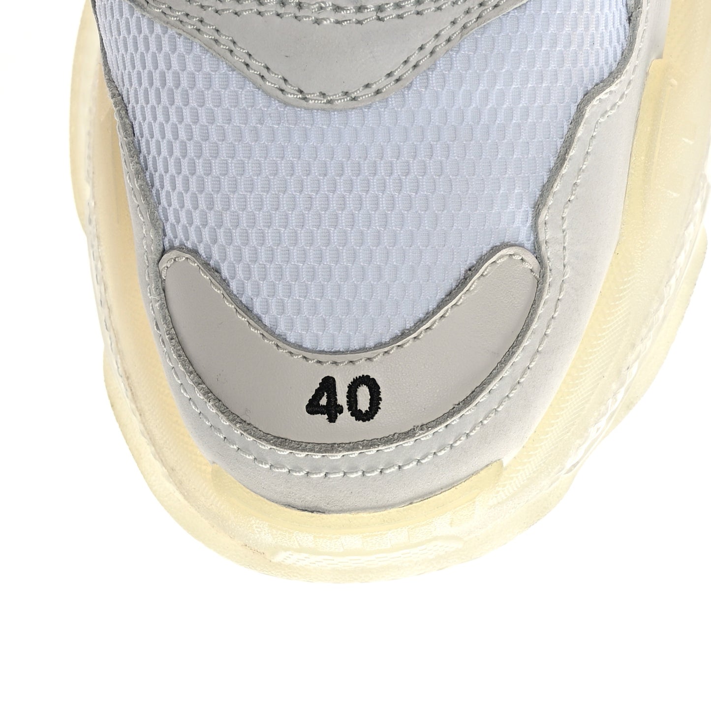 Fabric Mesh Clear Sole Womens Triple S Sneakers 40 White