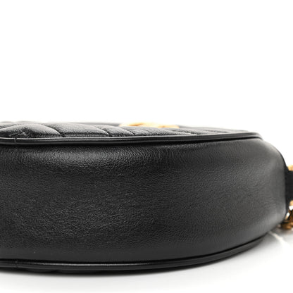 Gucci Azalea Calfskin Matelasse Heart Mini GG Marmont Round Shoulder Bag Black 8 of 8