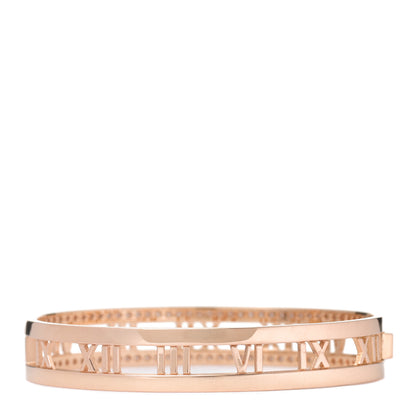 Tiffany 18K Rose Gold Diamond Atlas Open Hinged Bangle Bracelet 2 of 4