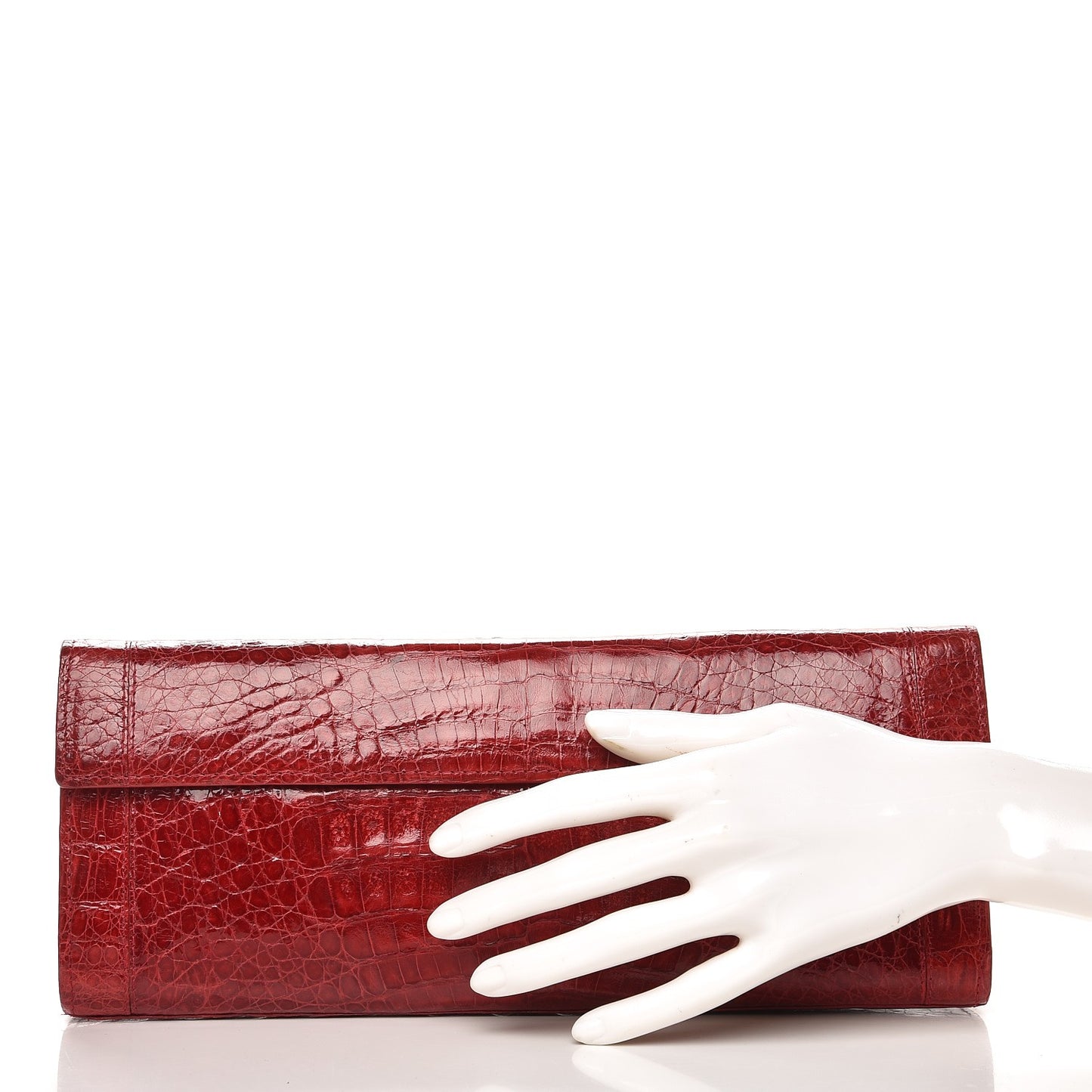Glossy Crocodile Foldover Clutch Red