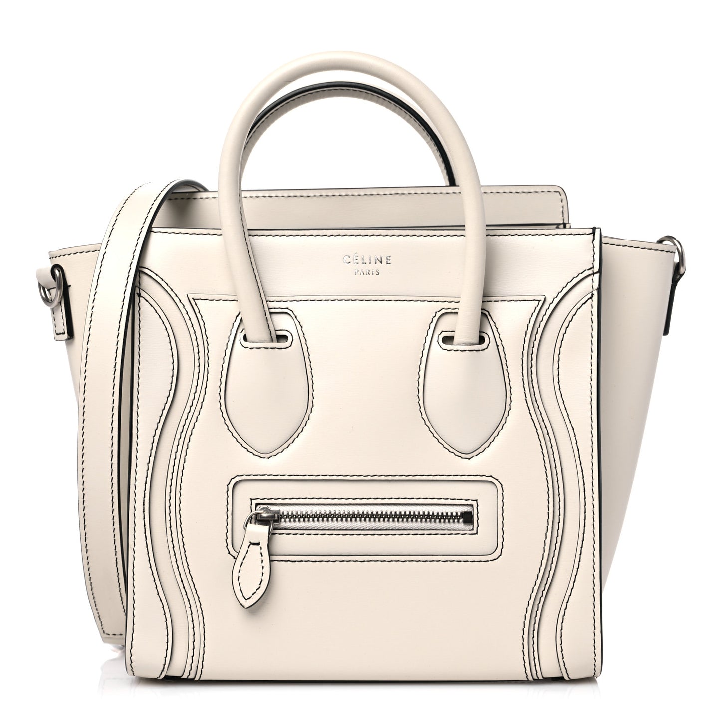Satin Calfskin Nano Debossed Luggage White