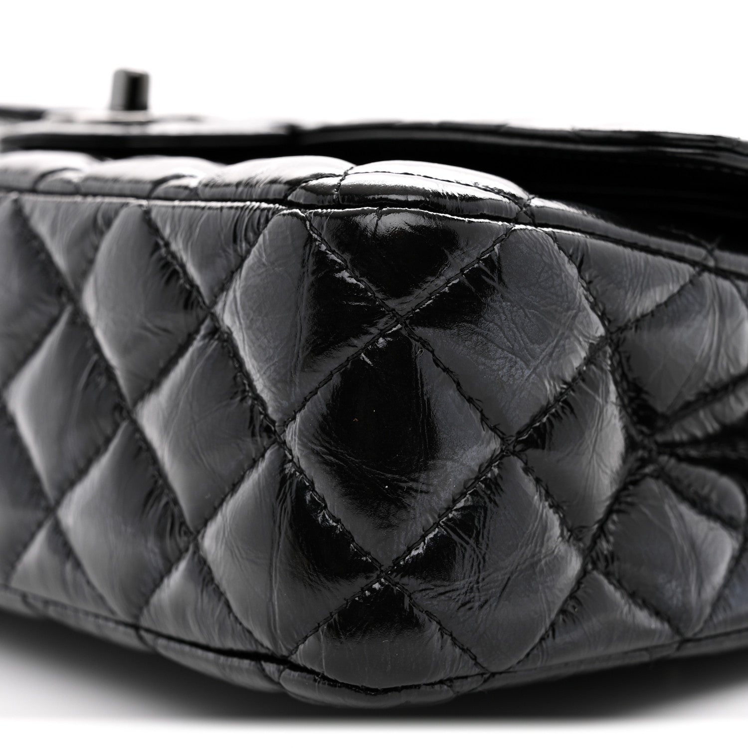 Chanel Shiny Crumpled Calfskin Quilted Medium Double Flap So Black 10 of 11