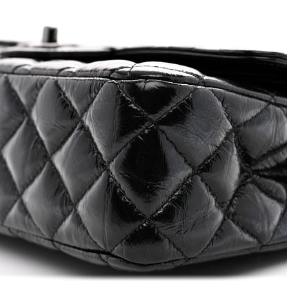 Chanel Shiny Crumpled Calfskin Quilted Medium Double Flap So Black 10 of 11