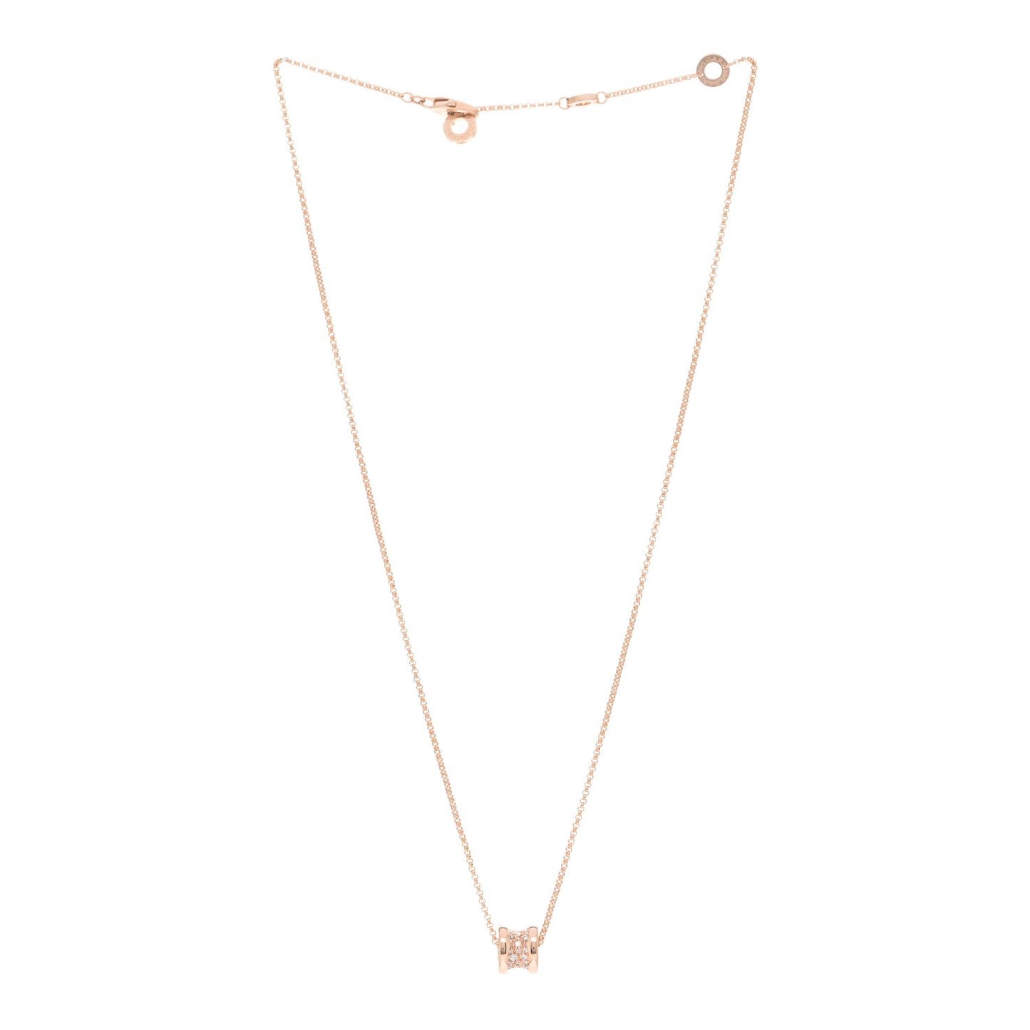 18K Rose Gold Diamond Small B.Zero1 Pave Pendant Necklace