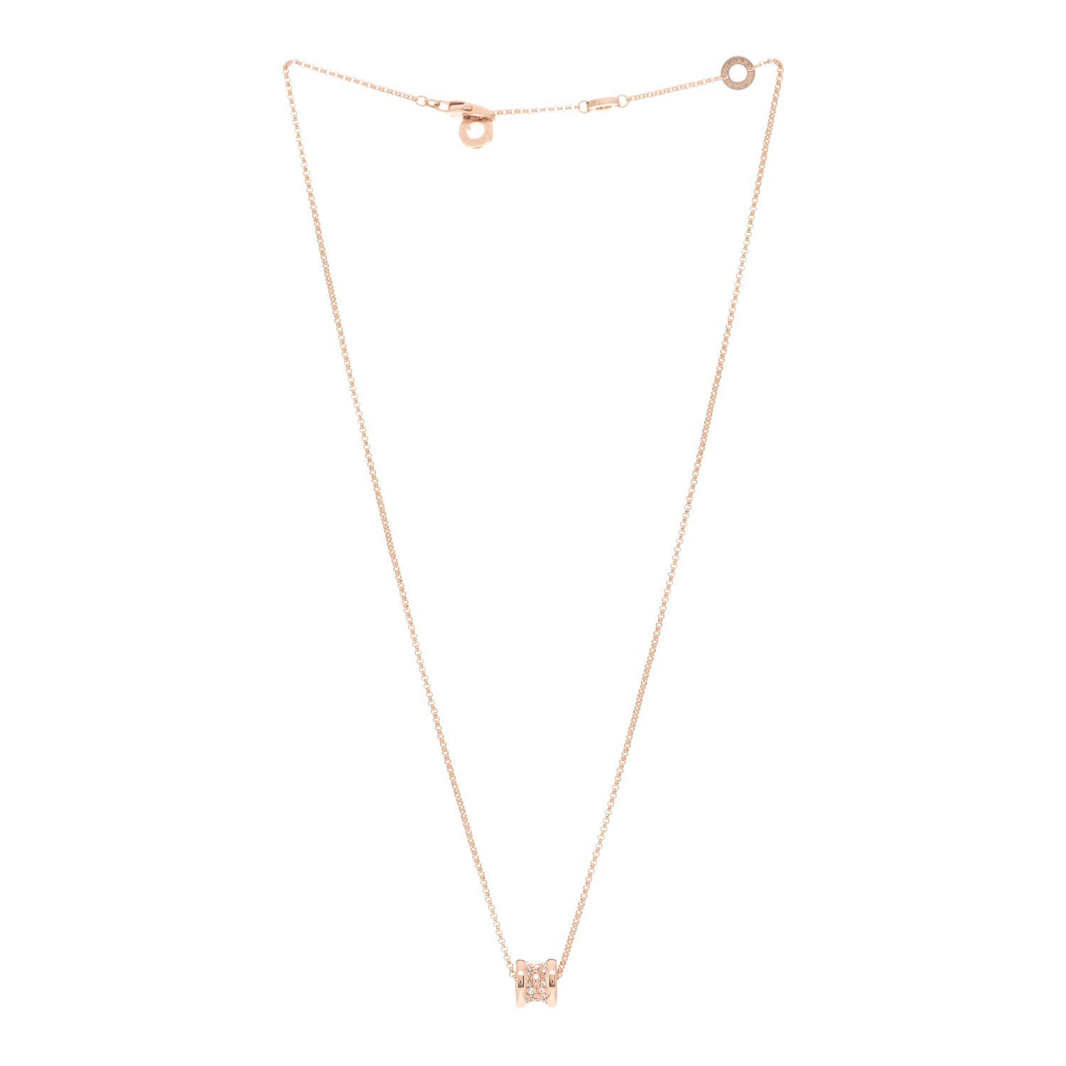 Bulgari 18K Rose Gold Diamond Small B.Zero1 Pave Pendant Necklace 3 of 5