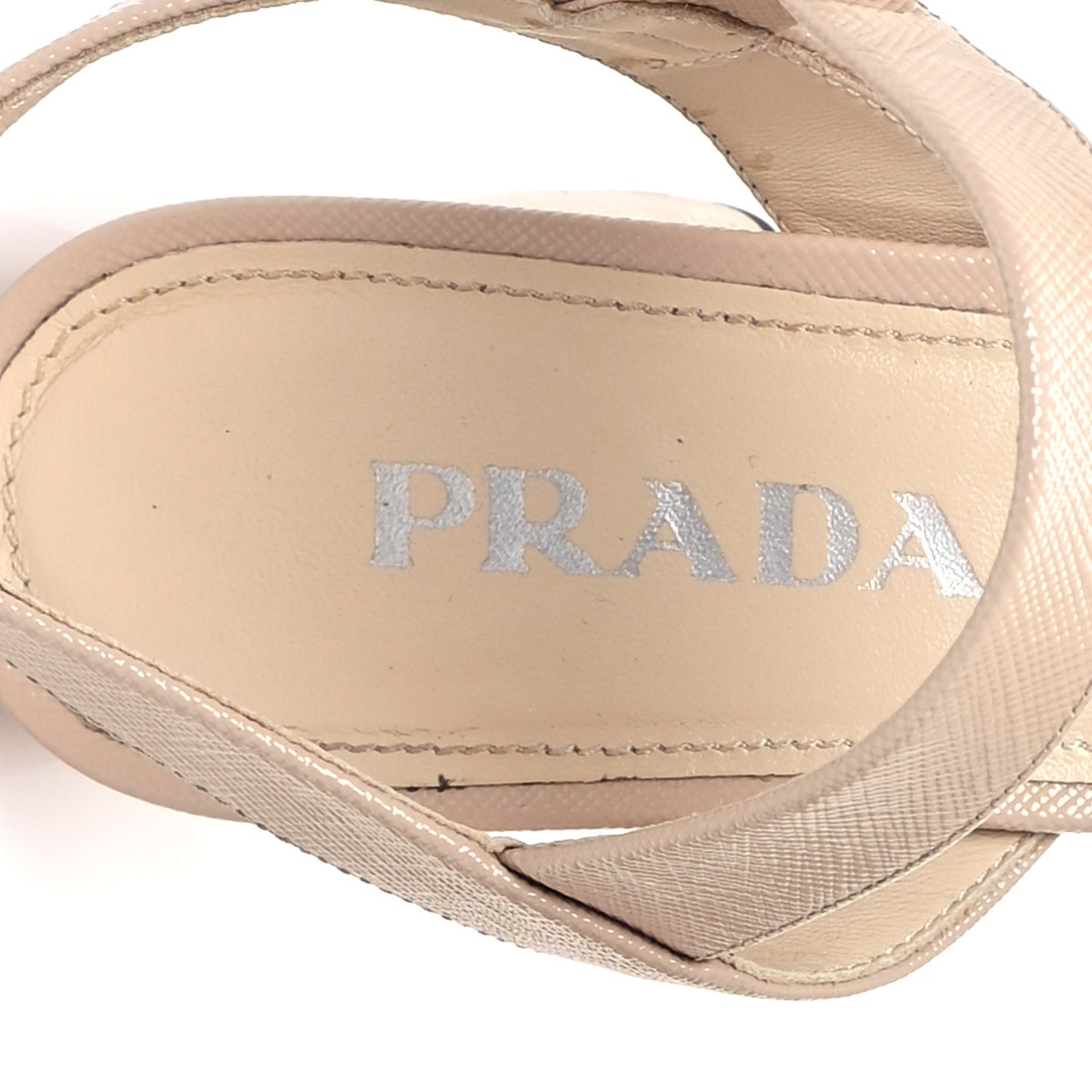 Vernice Saffiano Embossed Crisscross Platform 20/65mm Sandals 38.5 Beige