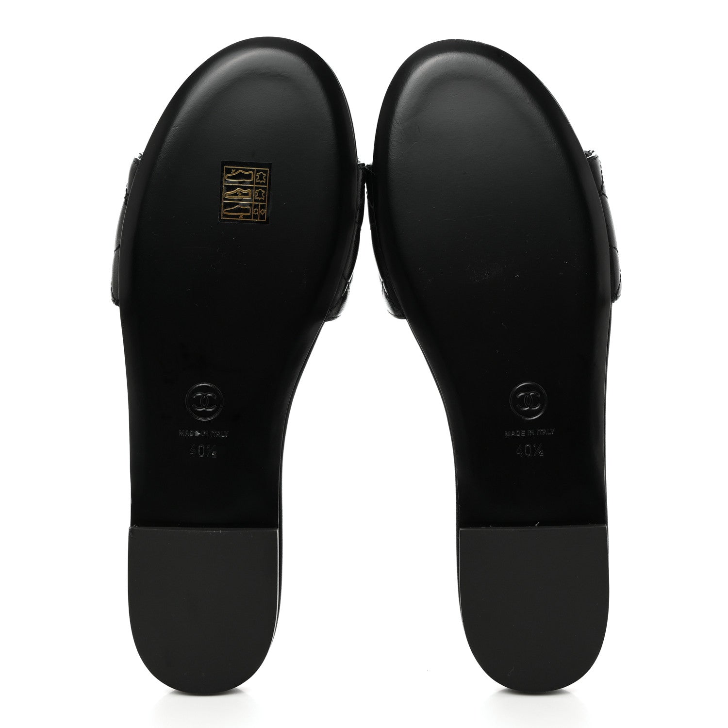 Chanel Shiny Goatskin Quilted CC Mules Sandals 40.5 Black 5 of 8
