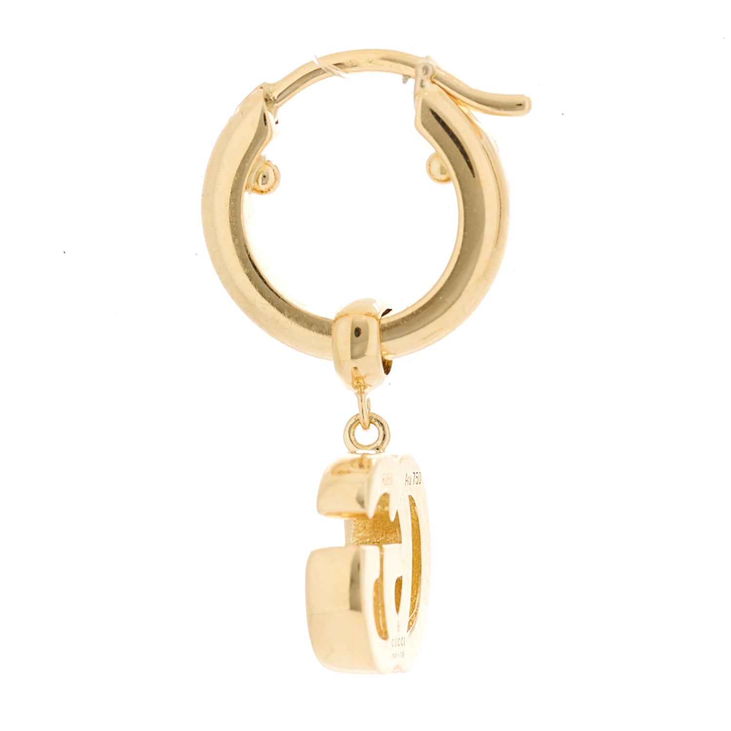 Gucci 18K Yellow Gold Running G Drop Hoop Earrings 4 of 6