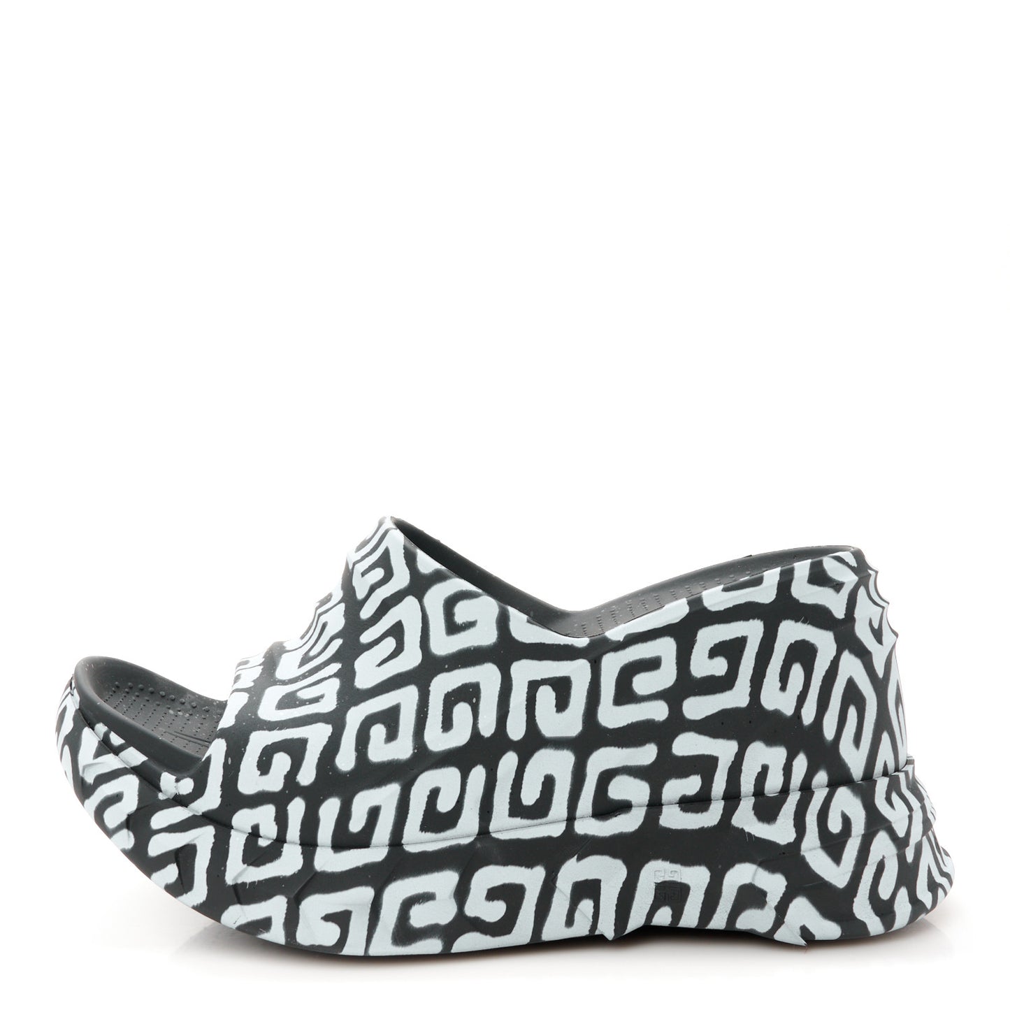 Rubber 4G Print Marshmallow Wedge Slides 38 Black White
