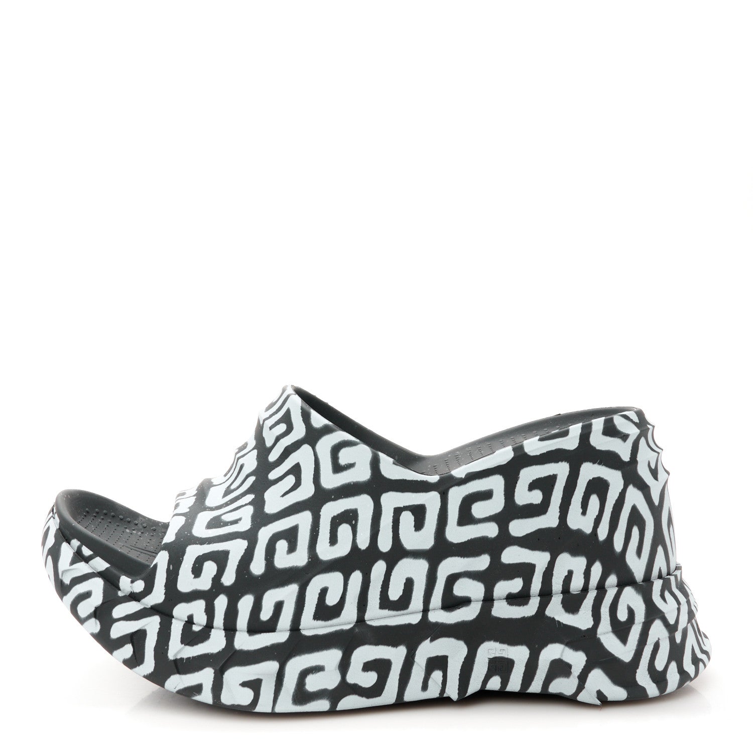 Givenchy Rubber 4G Print Marshmallow Wedge Slides 38 Black White 1 of 8