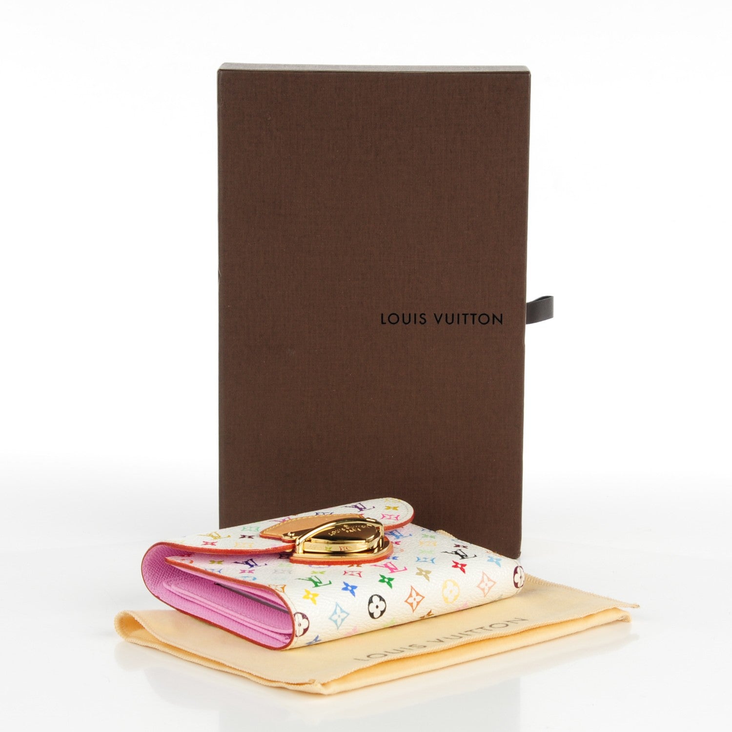 Louis Vuitton Monogram Multicolor Joey Wallet White Litchi 4 of 8