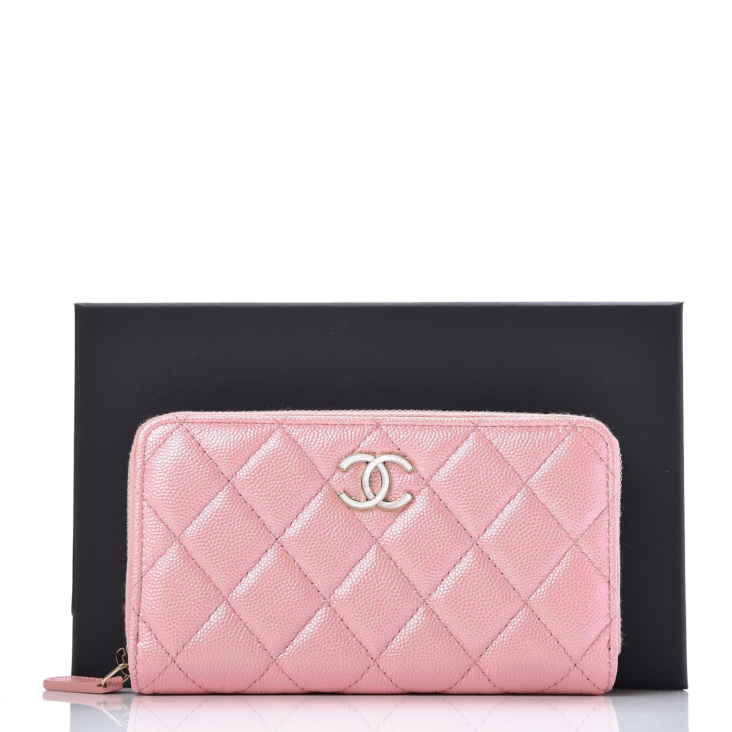 Chanel Iridescent Caviar Quilted Medium Zip Around Wallet Pink 7 of 7