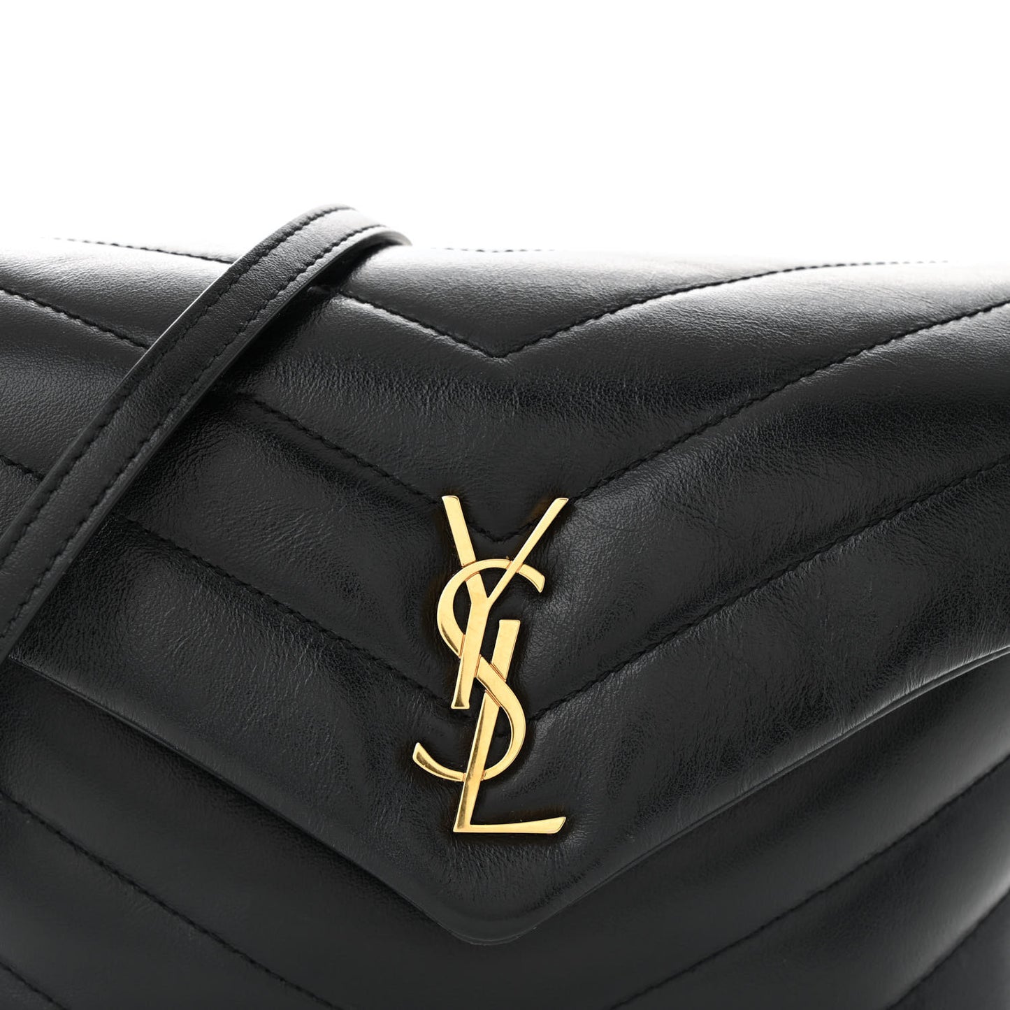 Calfskin Y Quilted Monogram Toy Loulou Crossbody Bag Black