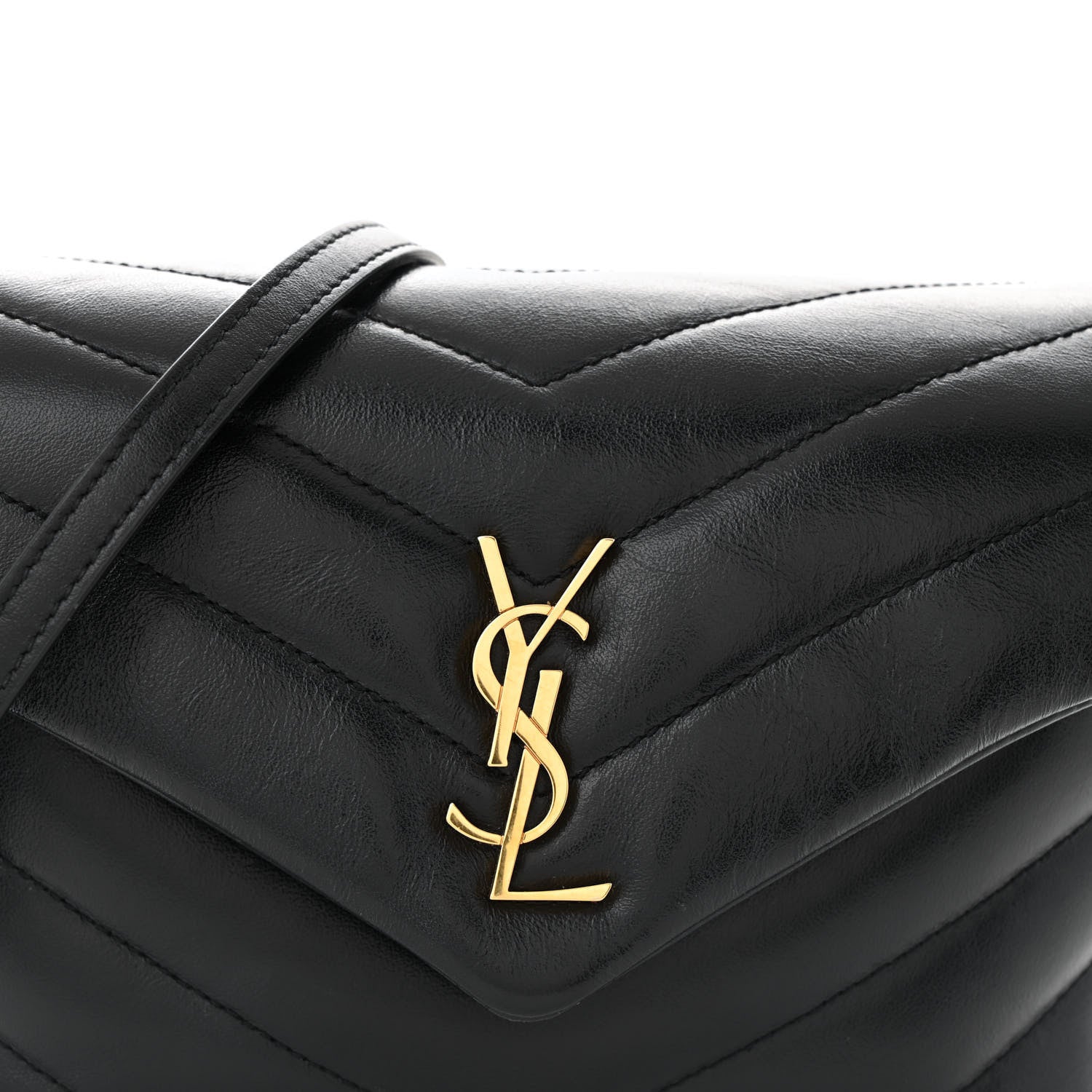 Saint Laurent Calfskin Y Quilted Monogram Toy Loulou Crossbody Bag Black 9 of 14
