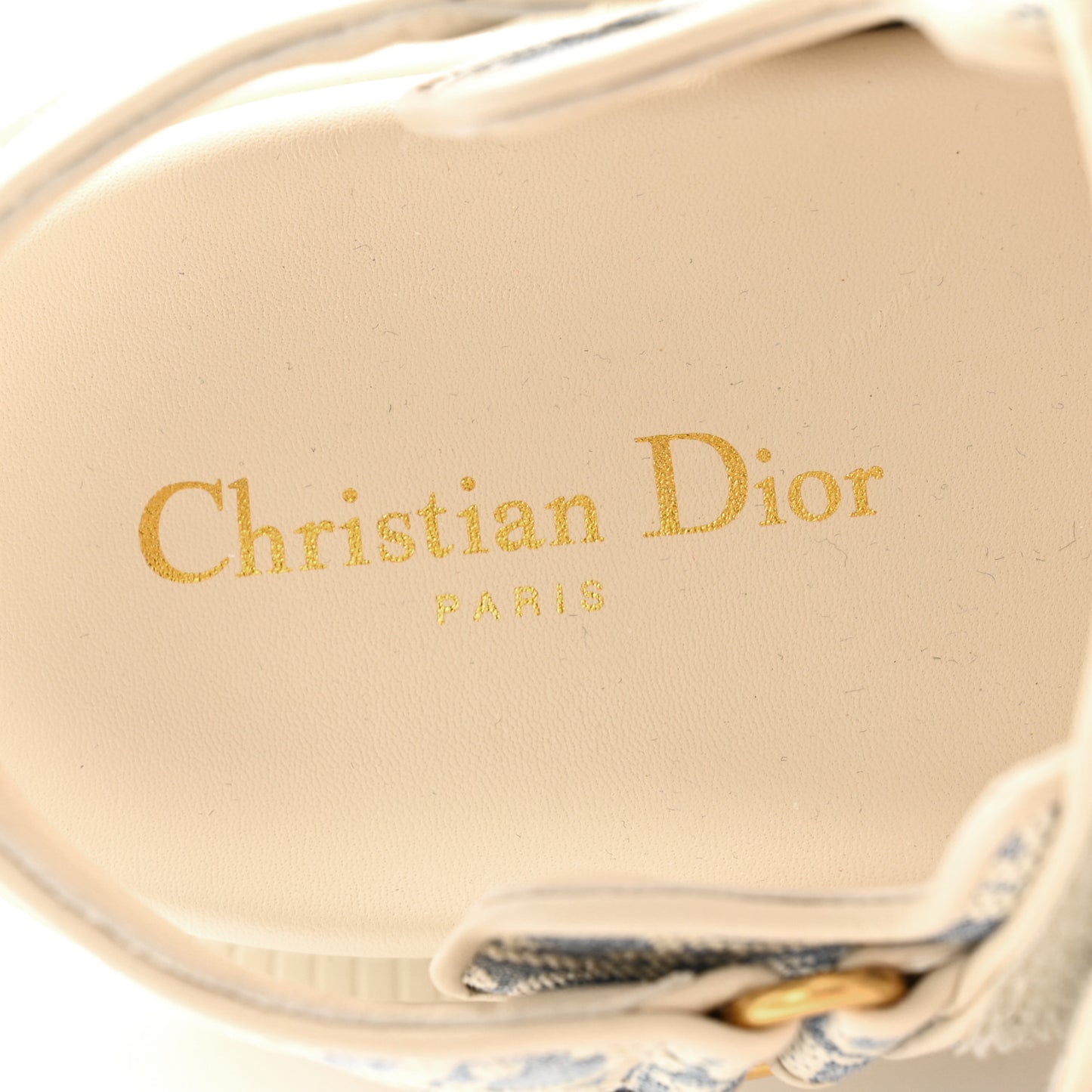 Oblique Raffia Chambray Jacquard Dioract Sandals 38 Blue Ecru