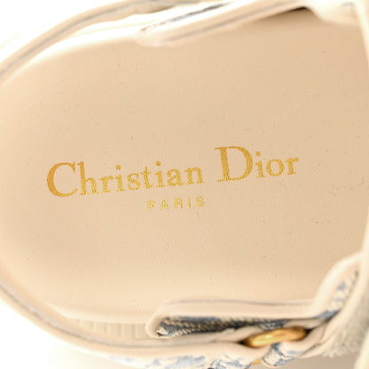 Christian Dior Oblique Raffia Chambray Jacquard Dioract Sandals 38 Blue Ecru 6 of 8