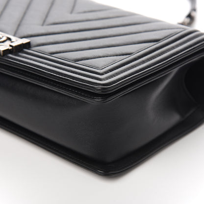 Chanel Calfskin Chevron Quilted New Medium Boy Flap Black 8 of 9