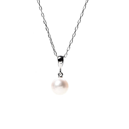 Mikimoto 18K White Gold Akoya Pearl 7.5mm Pendant Necklace 3 of 6