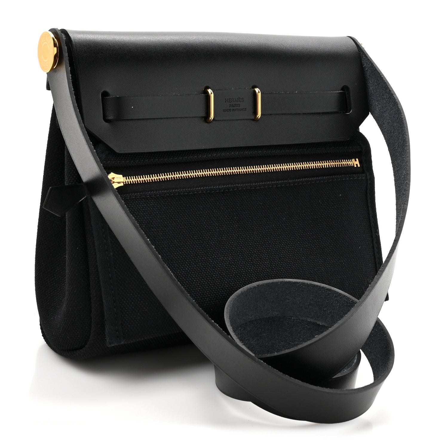 Hermes Military Toile Vache Hunter Herbag Zip Retourne 20 Black 3 of 11