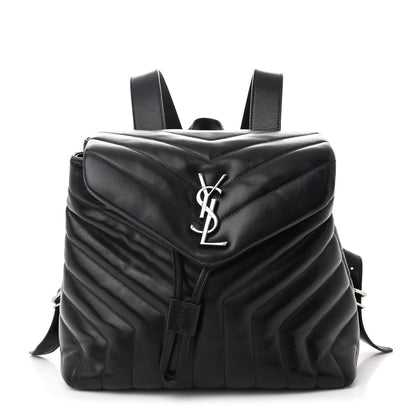 Saint Laurent Calfskin Y Quilted Monogram Small Loulou Backpack Black 1 of 10
