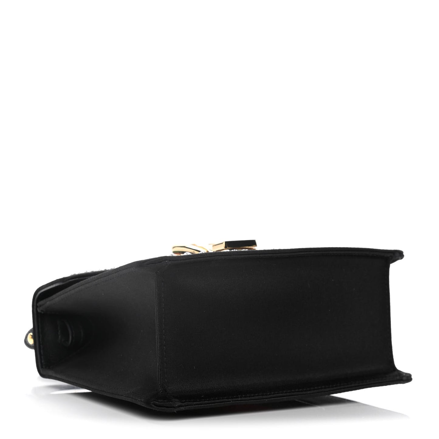 Satin Crystal Mini Sylvie Top Handle Bag Black
