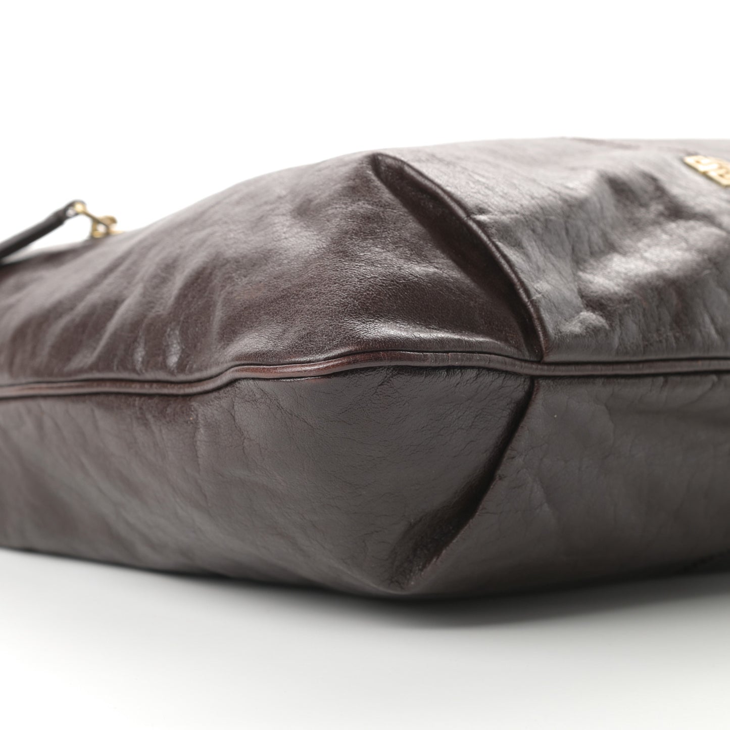 Calfskin Zip Top Hobo Brown