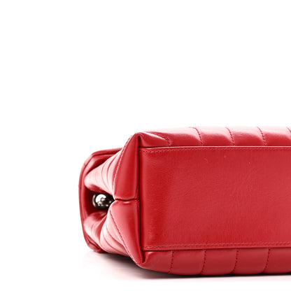 Saint Laurent Calfskin Y Quilted Monogram Small Loulou Chain Satchel Red 9 of 10