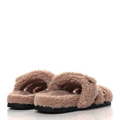 Hermes Woolskin Womens Chypre Sandals 36 Bois De Santal 4 of 8
