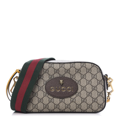 Gucci GG Supreme Monogram Web Neo Vintage Shoulder Bag Beige New Acero Crop 1 of 11