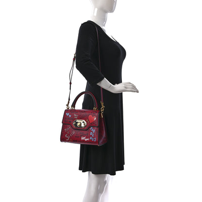 Dolce & Gabbana Calfskin Graffiti Printed Welcome Satchel Rosso Multicolor 2 of 8