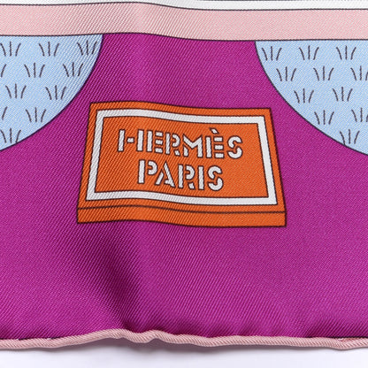 Hermes Silk La Maizeon des Carres Scarf 90 Fuchsia Blanc Multicolore 2 of 5