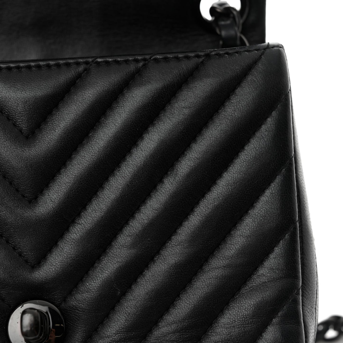 Lambskin Chevron Quilted Mini Square Flap So Black