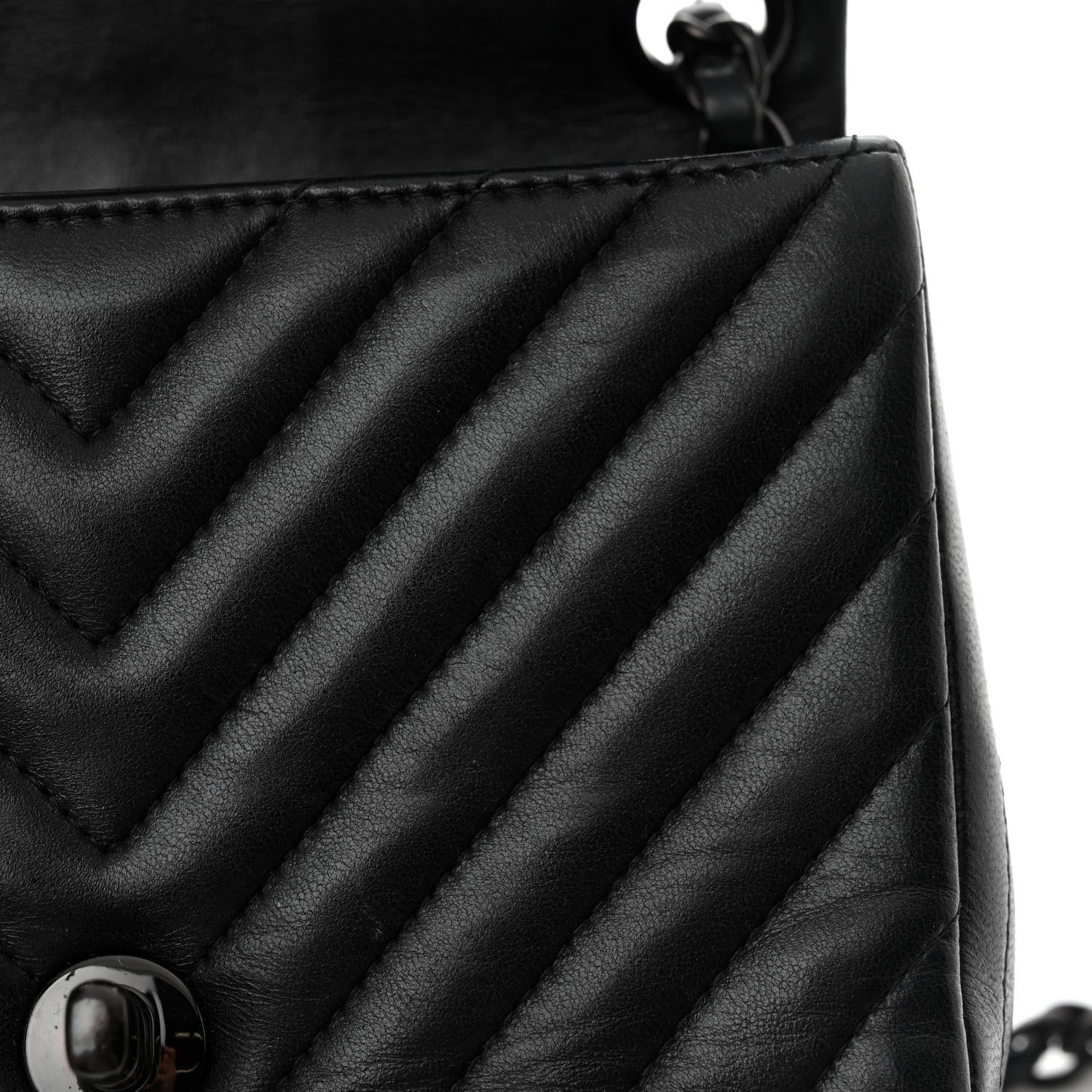 Chanel Lambskin Chevron Quilted Mini Square Flap So Black 15 of 15