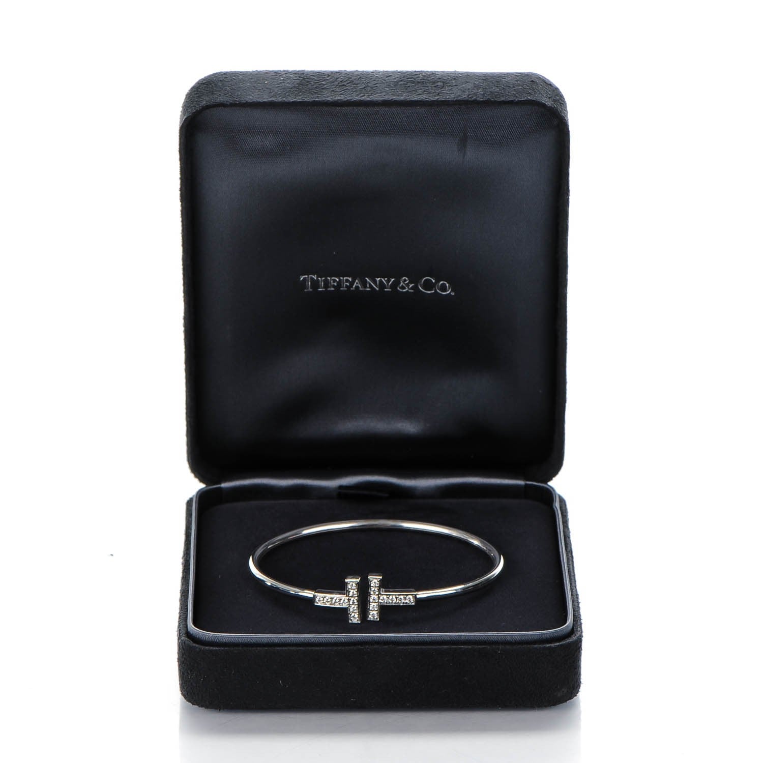 Tiffany 18K White Gold Diamond T Wire Bracelet 5 of 5