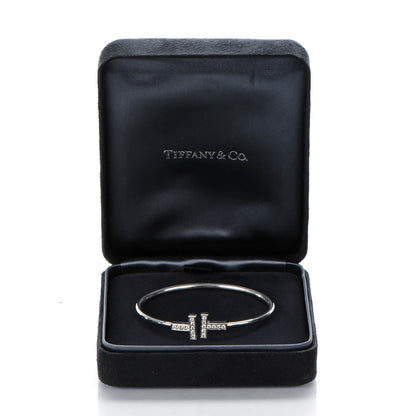 Tiffany 18K White Gold Diamond T Wire Bracelet 5 of 5