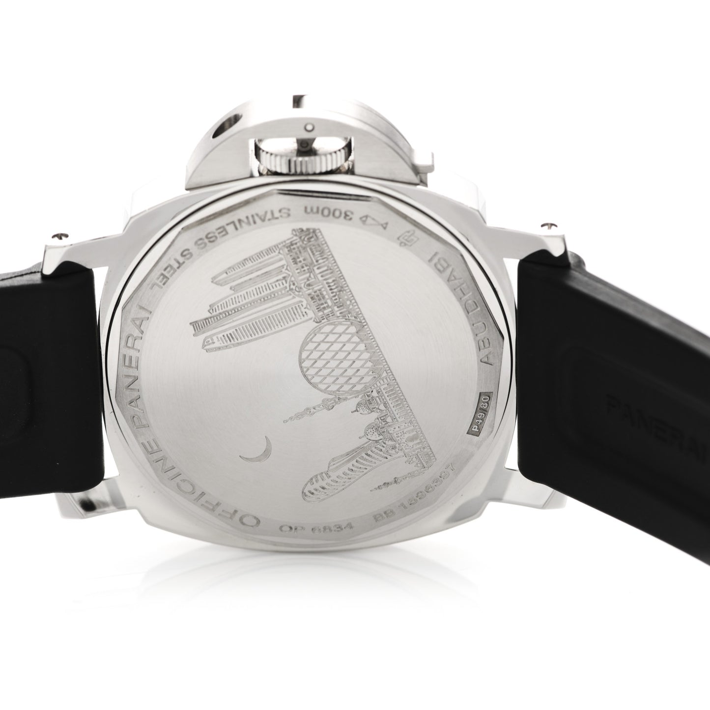 Stainless Steel Rubber 44mm Luminor Marina Abu Dhabi Edition Manual Winding Watch Black PAM00543