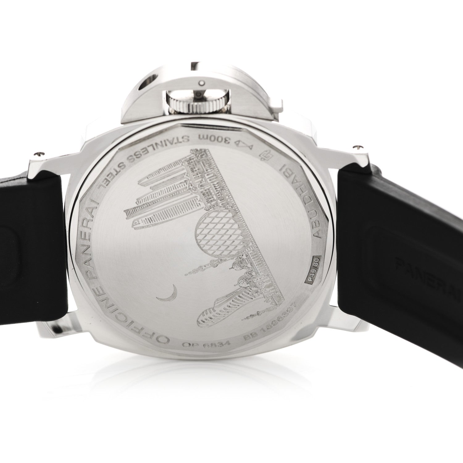 Panerai Stainless Steel Rubber 44mm Luminor Marina Abu Dhabi Edition Manual Winding Watch Black PAM00543 4 of 6