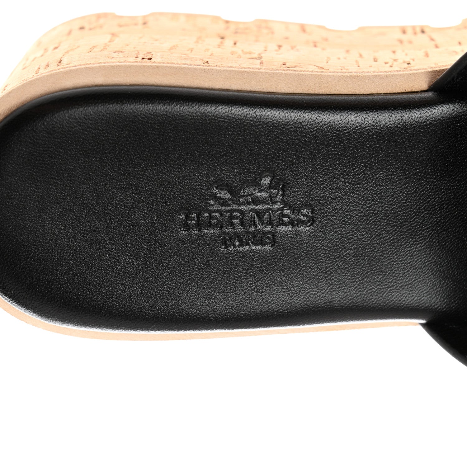 Hermes Calfskin Cork Eze 30 Sandals 38 Black 7 of 9