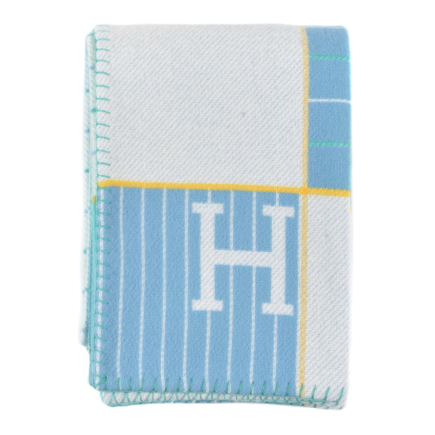 Wool Cashmere Avalon Passe-Passe Blanket Bleuet