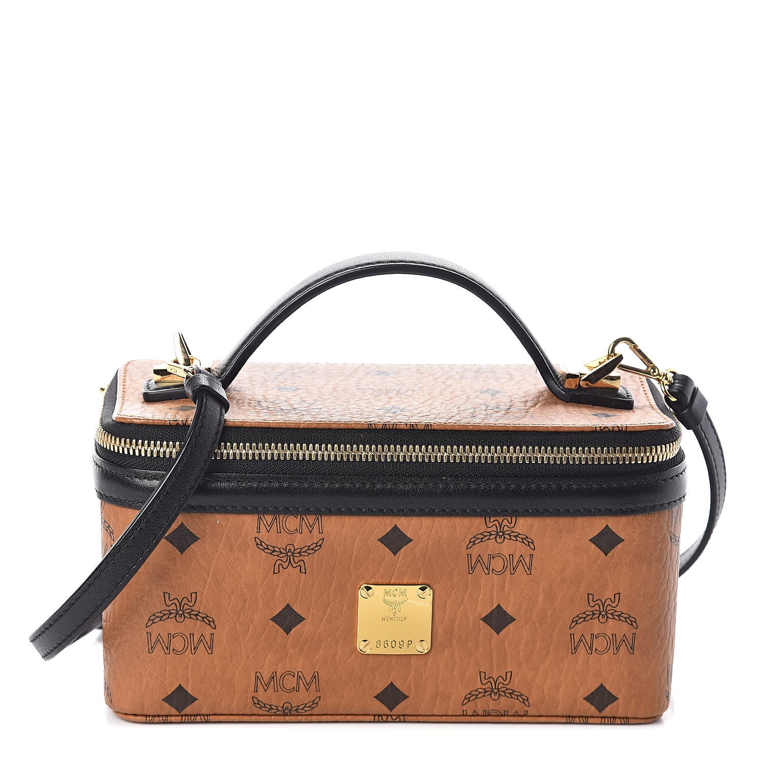 MCM Visetos Vanity Case Cognac Black 1 of 8
