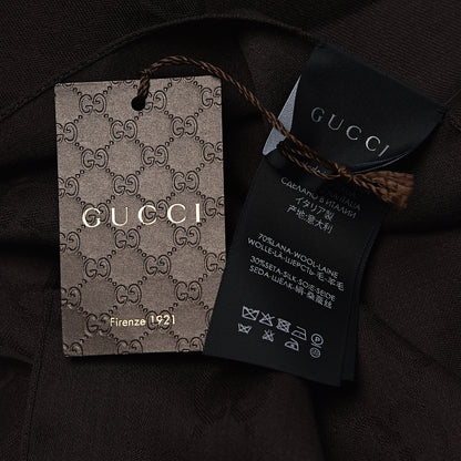 Gucci Wool Silk GG Monogram GGNat Scarf Coffee 4 of 4