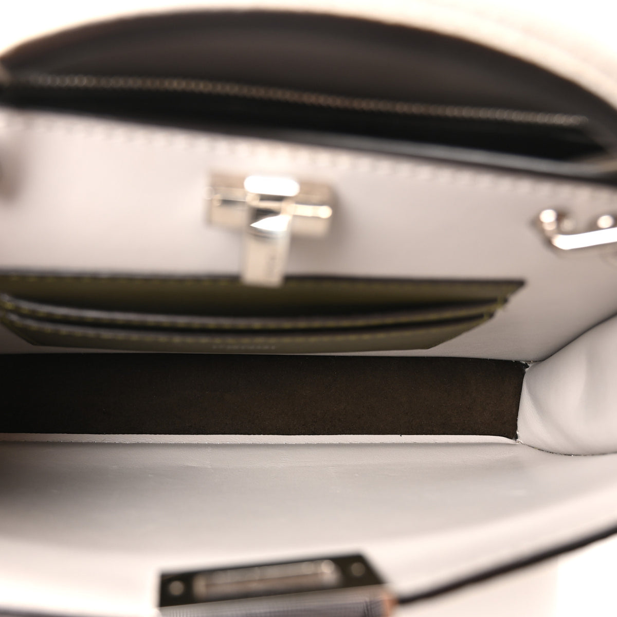 Cuoio Romano Vitello Cover Bi-Color Peekaboo I See U X Cross Satchel Ghiaia Oliva