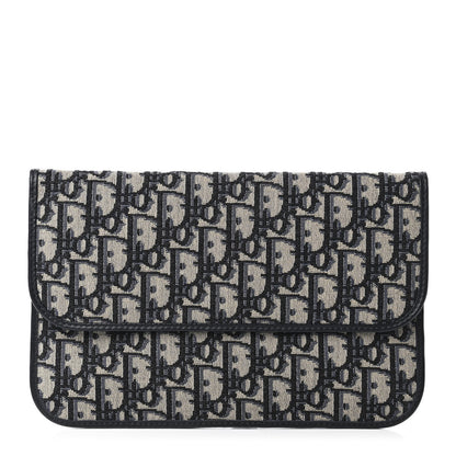 Christian Dior Oblique Flap Pouch Clutch Blue 1 of 9