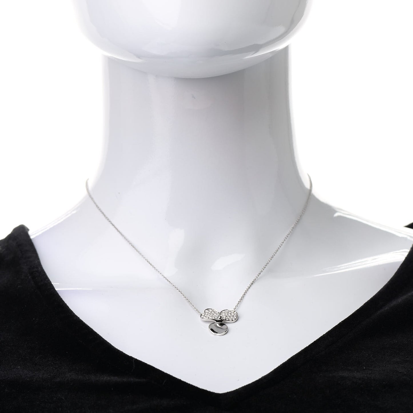 Platinum Diamond Paper Flowers Pendant Necklace