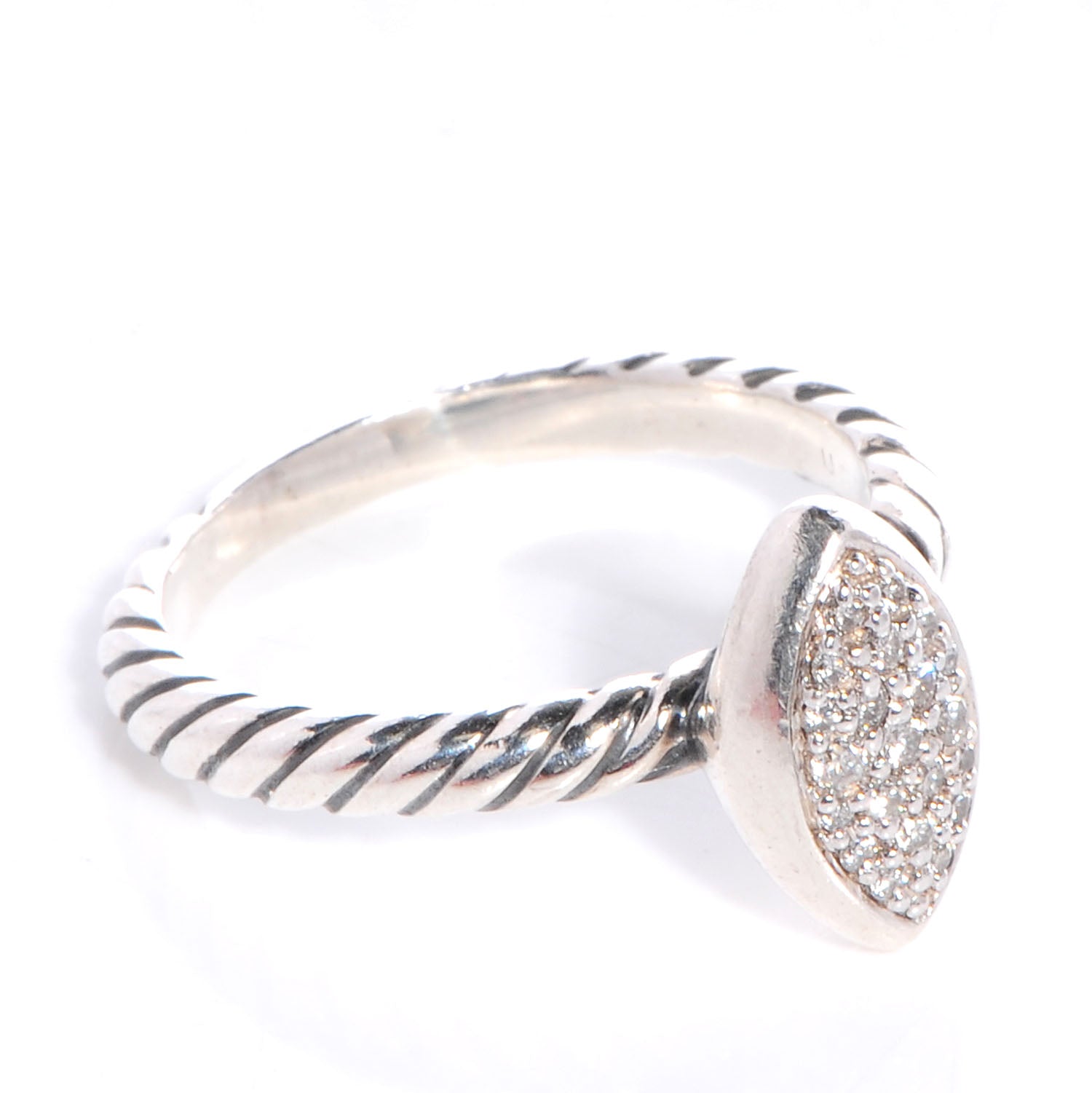 David Yurman Sterling Silver Diamond Marquise Ring 53 6.5 4 of 4